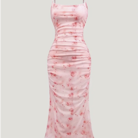 Floral Print Mesh Cami Dress