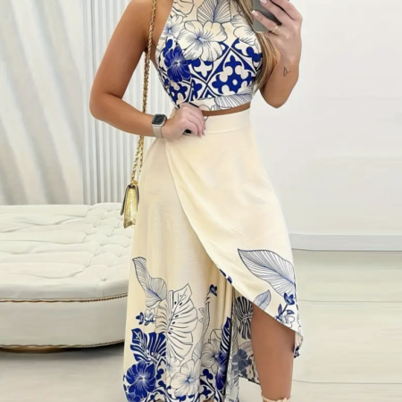 Floral Print Elegant Skirt Set