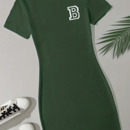 Letter Print Short Sleeve Dress