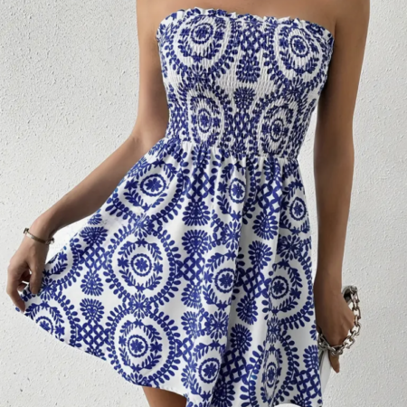 Shoulder Floral Midi Dress