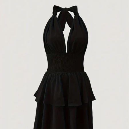Elegant A-Line Halter Neck Dress