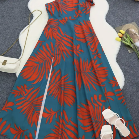 One-Shoulder Geometric Print Dress 