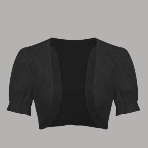 Contrast Lace Crop Cardigan