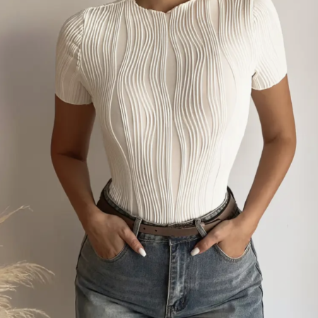 Short Sleeve Crop Tops -WHITE