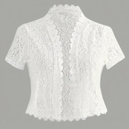 Lace Contrast Cardigan - WHITE
