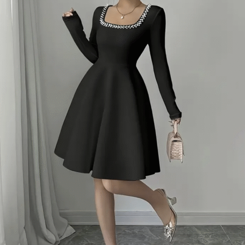 Flare Mini Dress -BLACK